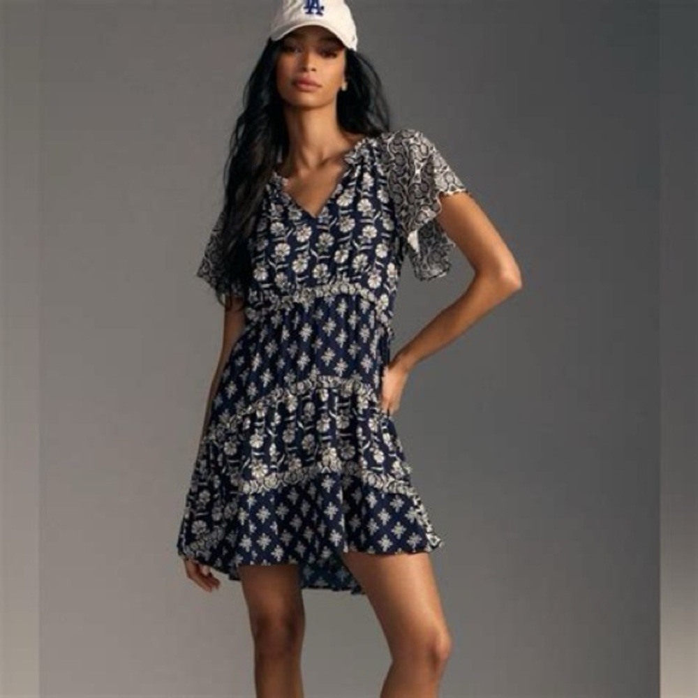 By Anthropologie Robin Tiered Mini Dress